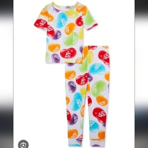 Jelly Belly Kids Pajama Set Colorful Jelly Bean Print 100% Cotton Rainbow Color
